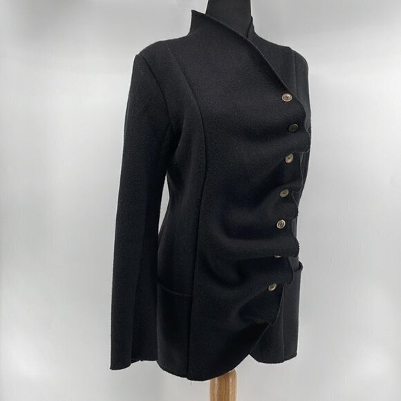 REBECCA King asymmetrical button jack sweater button wool blend minimalist sz S - Picture 13 of 14